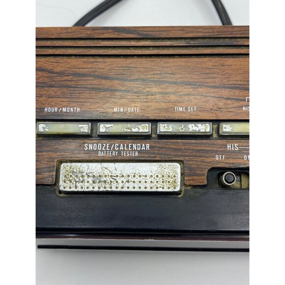 Vintage Cosmo Time Solid State Alarm Clock Radio Woodgrain Finish 1970s Retro St - Picture 4 of 14